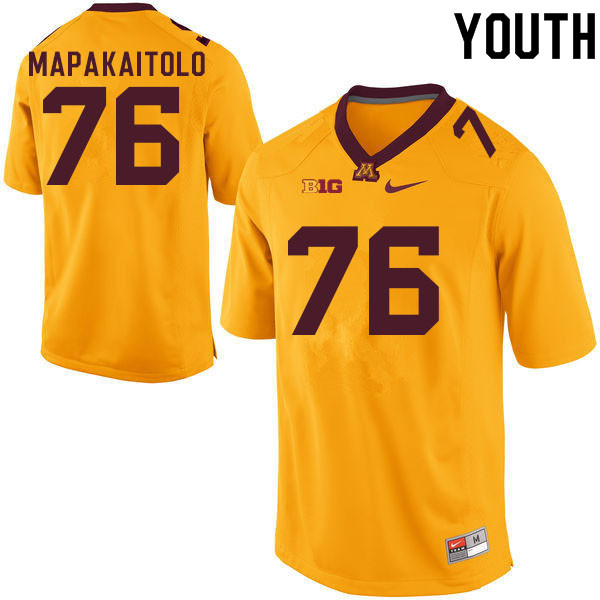 Youth #76 Saia Mapakaitolo Minnesota Golden Gophers College Football Jerseys Sale-Gold - Click Image to Close